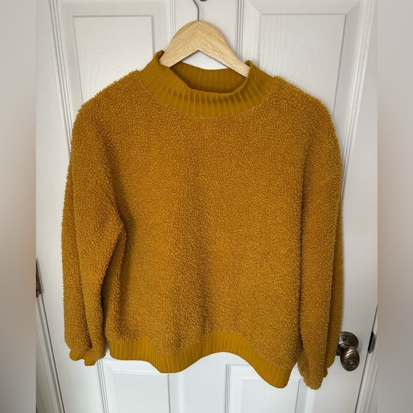 Porridge Sweaters - Anthropologie Porridge Brynne Sherpa Pullover Womens Sweater Small Cozy Mustard